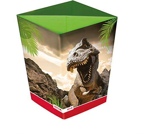 ROTH Papierkorb - Tyrannosaurus, Faltbarer Dino Papierkorb mit Trennsystem aus Pappe fürs Kinderzimmer