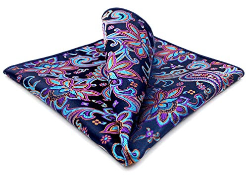 S&W SHLAX&WING Fazzoletti da Taschino da Uomo Blu Colours Viola Fucsia Floreale