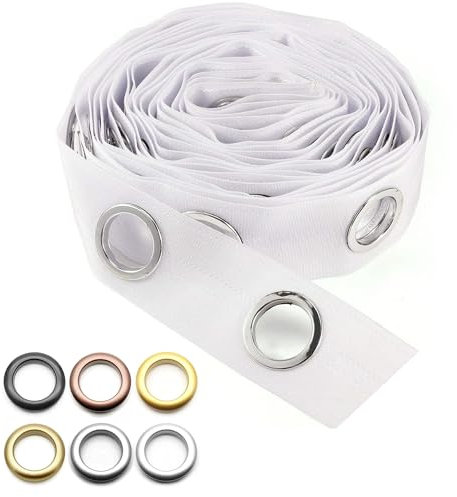 Gardinenband aus Polyethylen mit Ösen für Gardinen 40 mm Durchmesser in PVC, Gardinenband für die Herstellung von Gardinen mit Ringen (Bronze mit weißem Band)