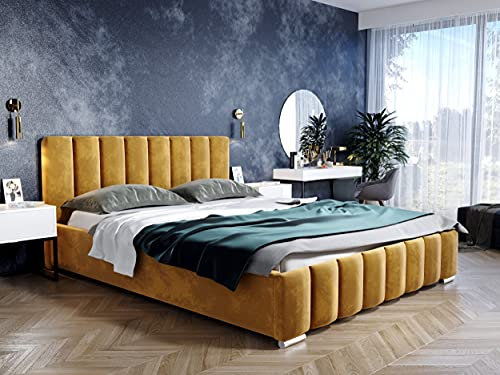 lukmebel Noemi Polsterbett 160 x 200 cm mit Bettkasten - Doppelbett 160 x 200 mit Lattenrost - Bett 160 x 200 mit Stauraum Magic Velvet 2215
