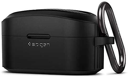 Spigen Rugged Armor Hülle inklusive Karabiner kompatibel mit Sony WF-1000XM4 - Schwarz