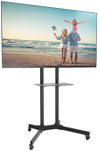 ProMounts Carrito de TV móvil con ruedas para televisores de 32 a 70 pulgadas, soporte de TV enrollable ajustable con altura ajustable, soporte de TV portátil con ruedas (AFCS6402-02)