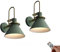 CSBH Green Wall Lights Set of Two Battery Operated with Remote Timer,Mid Century Modern Wall Sconce Vintage Industrial Led Wall Sconces Lighting Fixture for Farmhouse Bedroom Kitchen Loft Wall Decor