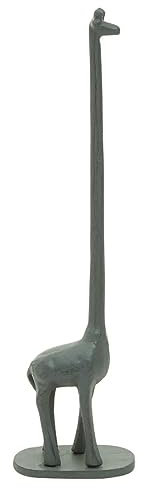 Premier Houseware Grey Toilet Roll Holder For Bathroom/Giraffe Figurine Toilet Paper Holder/Stylish Free Standing Toilet Roll Holder 12 x 8 x 45