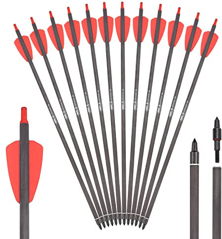 NIKA ARCHERY 12 Stücke 15 Zoll Armbrustbolzen Carbonpfeile Passend für EK Cobra System RX Bogenjagd Outdoor Shooting