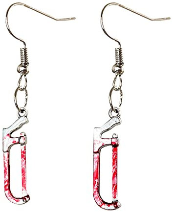 Damen Ohrringe aus Stainless Steel Scheren-Tropfen-Ohrringe für Frauen-Mädchen-Blut gedruckte Scheren-Ohrringe Hallowee-Party-Horror-Ohrringe Ohrringe Schraubenschlüssel (A, One Size)