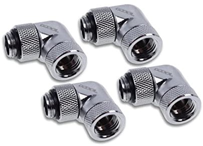 Alphacool Eiszapfen Winkeladapter 90° drehbar G1/4 AG auf G1/4 IG - 4 Stück Set Chrom