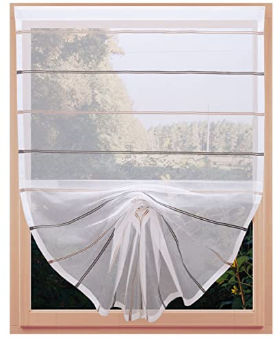 SeGaTeX home fashion Scheibenhänger Schwalbenschwanz Juna Organza in beige-braun Gardine mit Klettband 100 x 80 cm