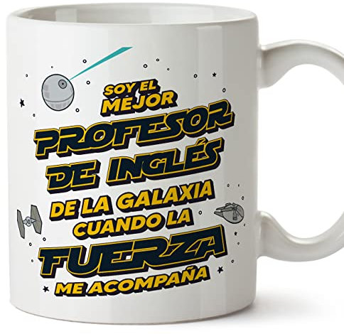 Mugffins Tazza in ceramica per INSEGNANTE DI INGLESE uomo 11 oz / 350 ml - In spagnolo - Mejor de la Galaxia Cuando Fuerza - Idea regalo per compleanno, anniversario, natale, laurea