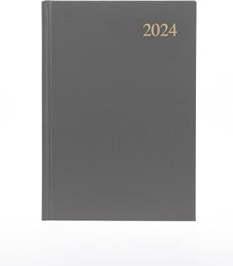 Collins Debden Collins Essential, A5-Terminkalender, Wochenansicht, Planer 2024, kompletter Planer 2024, Tages-, Wochen- und Monatsansicht, (A5-Größe, Grau)