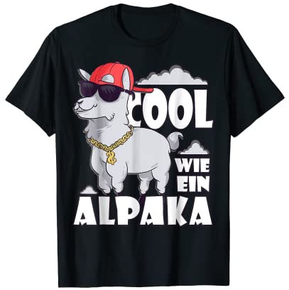 Cooles Alpaka mit Mütze Lama Brille Tier mit Hut T-Shirt