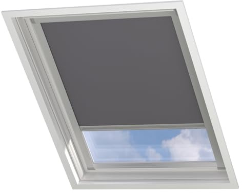 DTCH® Dachfenster verdunkelungsrollo, hellgrau, für VELUX UK06 | Hitzeschutz, 100% verdunkelnd, thermisch isolierend, mit Führungsschienen, passgenau, Sonnenschutz