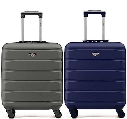 Flight Knight 2er-Set Leichte 4-Rad-abs-hartschalenkoffer Handgepack, Zugelassen Fur Uber 35 Fluggesellschaften, Einschließlich Easyjet, Maximale Große Fur KLM Und Air France 55x35x25cm