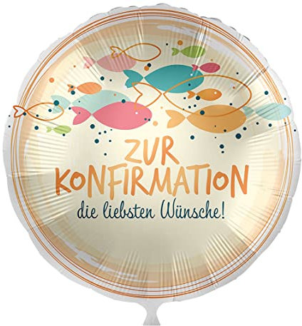 Folienballon Zur Konfirmation Ballon Konfirmation Jugendweihe Deko Konfirmationsfeier Fischschwarm, Made in EU, ungefüllt, Helium geeignet