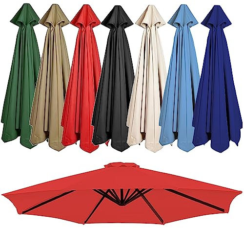 Auvent De Rechange Pour Parasol Extérieur 2m/2,7m/3.0m, 6 Baleines/8 Baleines Toile De Rechange Pour Parasols De Jardin Plage Et Piscine, Housse De Rechange Pour Parasol Droit Ou Déporté(Couleur:Rouge
