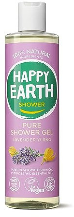 Happy Earth Gel Douche - Pour Hommes et Femmes - Gel Douche - 100% Ingrédients Naturels & Végan - Lavande Ylang - 300 ML