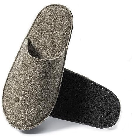 easy and green Gästehausschuhe Filz mit Anti-Rutsch Sohle - Made in Germany - Hausschuhe für Gäste - Gästepantoffeln warm