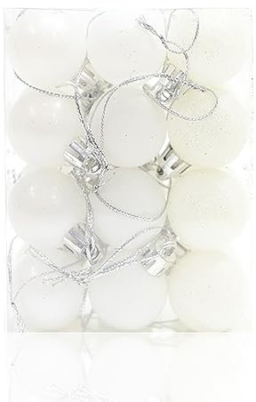 24 palline di Natale da 30 mm, decorazioni per albero di Natale, mini palline da appendere per albero di Natale, festività, matrimoni, feste, colore: bianco