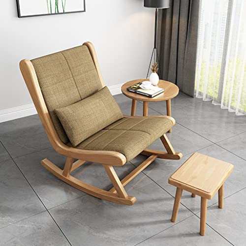 Wooden Modern Rocking, Deck Chair, Home Leisure Sofa Chair, Lazy Recliner, Camping Rocking Chair, Suitable for Living Room Balcony Garden (Color : Light Blue, Size : 98 * 60 * 92cm)