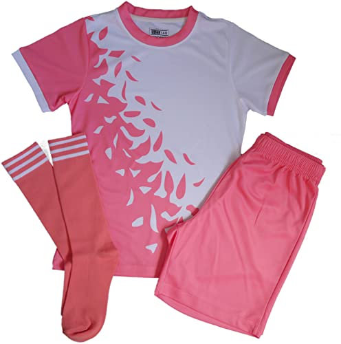 Girls Football Kit - Pink Sports Set for Future England Lionesses - Great Gift for Kids (Age 10-11)