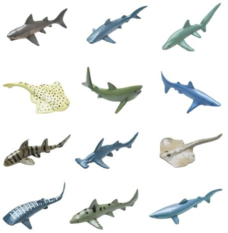 KRYMSON Set di 12 giocattoli a forma di squalo, regalo di squalo, giocattolo per bambini, giocattolo marino, giocattolo per animali