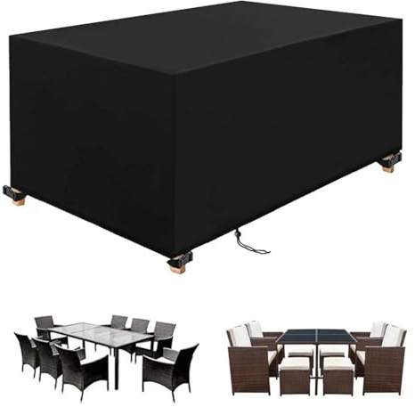 NXMYDBD Garden Furniture Covers 250x175x74cm/LxWxH Outdoor Garden Furniture Covers for All Weathers 420D Oxford for Patio Rattan Table Chair Sofa Waterproof Dust Cover Multi Size Black
