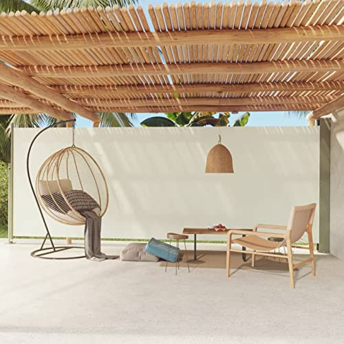 Cosisti Toldo Lateral Retráctil 200 x 600 cm, Pantalla de Terraza Patio, Separador Retráctil Terraza Protección De Vivienda, Retroceso Automático, Crema
