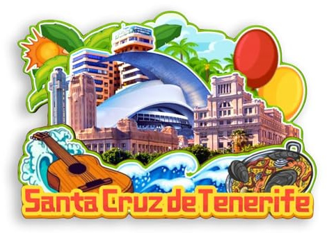 Quwsne Kühlschrankmagnet Santa Cruz de Teneriffa Spanien Kühlschrankmagnet Stadt Reise Souvenirs Touristengeschenke 3D klassische Sehenswürdigkeiten handgefertigt Handwerk Heimdekoration -1432