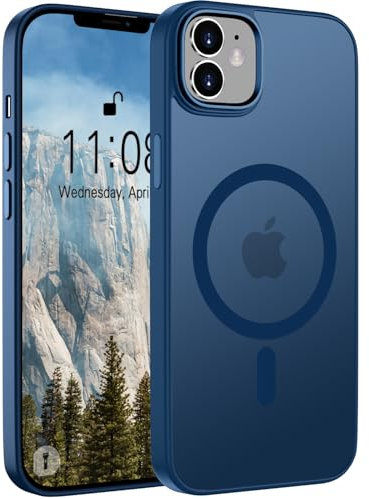 Andwing für iPhone 12/12 Pro Hülle für Mag Safe Magnetische Handyhülle für iPhone 12 Pro, Stoßfester Schutz,Transluzente Matt Outdoor Rundum Schutzhülle Case für iPhone 12 Hülle-Dunkelblau