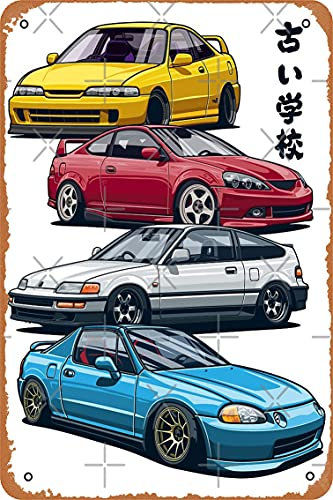 JDM Mix Civic CRX Integra Poster Metall Blechschild 20,3 x 30,5 cm Vintage Retro Man Cave Wanddekoration