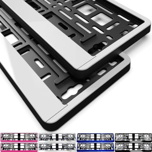 2 Stück Kennzeichenhalter mit Ihrem eigenen Text Internetadresse Firmenname Logo oder Spruch Bedrucken (Weiss)