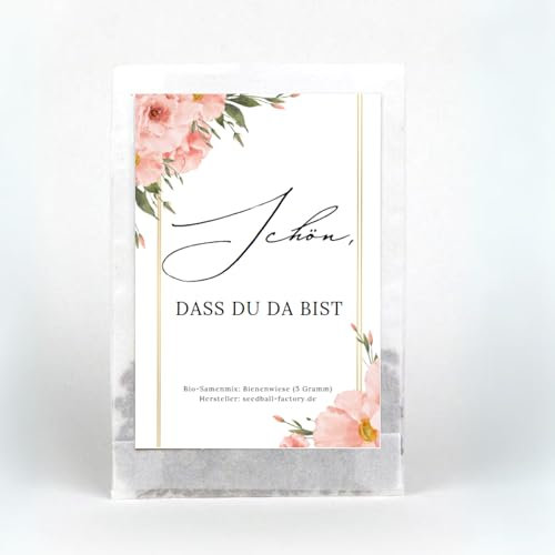 Gastgeschenk - Blumensamen | Kleine Aufmerksamkeit Hochzeit, Taufe, Kommunion, etc. | Verschiedene Varianten & Mengen (50 Stück - Sommerblumen)