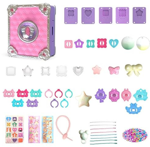 Magic Jewelry Maker, Kit de Fabrication de Bijoux pour Enfant, Machine à Autocollants de Livre Magique Créatif, Kit de Fabrication de Bracelets Amitié 2024, pour Porte-Clés, Pendentifs & Filles