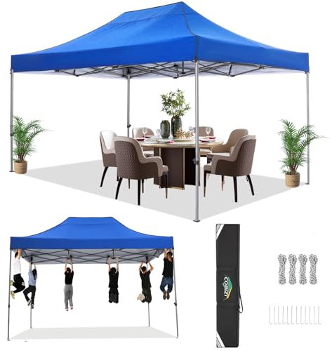 COBIZI Pavillon 3x4,5 wasserdicht stabil Winterfest 3.0, Faltpavillon 3x4,5 Gartenpavillon UV Schutz Keine Seitenwande Festival Pavillon, Blau