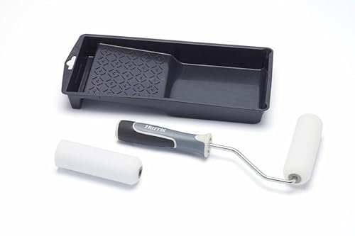 Farbroller-Set Ultimate Woodwork Mini Gloss Roller Set mit Tablett und Rahmen, 10,2 cm – Mini-Rolle zum Malen mit allen Glanz-, Eierschalen- und Satinfarben (Holzbearbeitung Glanz-Set 10,2 cm)