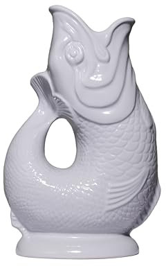 The Original Gluggle Jug - Oyster Glug Jug in XL, 28cm 1.4L - Gug Glug Fish Shaped Jug - Decorative Glugging Water, Cocktail, Wine & Gin Pitcher, Decanter or Vase - Hand Made in Britain