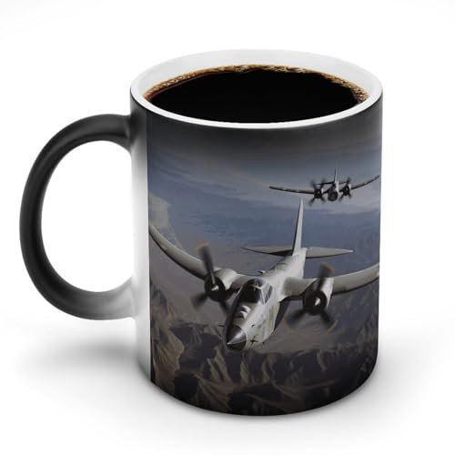 VFMKT US Army Plane Ceramic Coffee Mug 11oz Heat Sensitive Magic Coffee Mug Color Changing Coffee Cup Tea Cup for Women Men