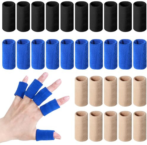 Gjinxi Finger Sleeves Protectors, 30PCS Sport Finger Sleeves Elastic Thumb Brace Support for Basketball Golf Premium Finger Sleeves Breathable Finger Tape for Triggger Finger Sports Aid Support