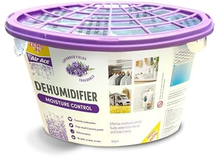 Zero In Refillable Dehumidifier - Lavender Scent - 300g | Moisture Absorber for Wardrobes, Closets, Bedrooms, and Storage Spaces | Prevents Mold, Mildew & Dampness | Eco-Friendly & Reusable
