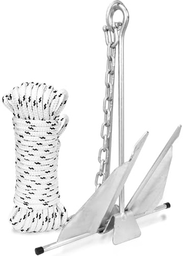 MARINE SYSTEM Fluke Anchor Kit Includes Anchor Chain and Boat Anchor Rope Set for Boats Pontoon, Deck, Fishing, and Sail from 12-25 FT