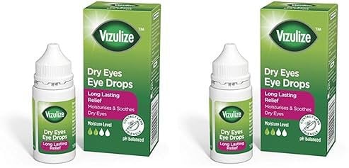 Vizulize Dry Eyes Eye Drops 10ml - Long Lasting Relief, Moisturizes & Soothes Dry Eyes (Pack of 2)