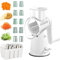 Ivyever Cheese Grater, 5 in 1 Käsereibe mit Kurbel, Manuelle Trommelreibe Set, Rotary Käsehobel aus Edelstahl, Gemüsehobel mit 5 austauschbaren Trommelklingen für Käse, Karotte, Kohl (Weiß)