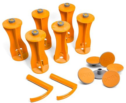 Bora Centipede Workstand kompatibles Riser Kit für Klapptisch - Zubehör für Sägebock Werkbank - 6 x Erhöhungen, 6 x rutschfeste Griffe und 2 x Werkzeugaufbewahrungshaken für Werkstatt, tragbarer Tisch