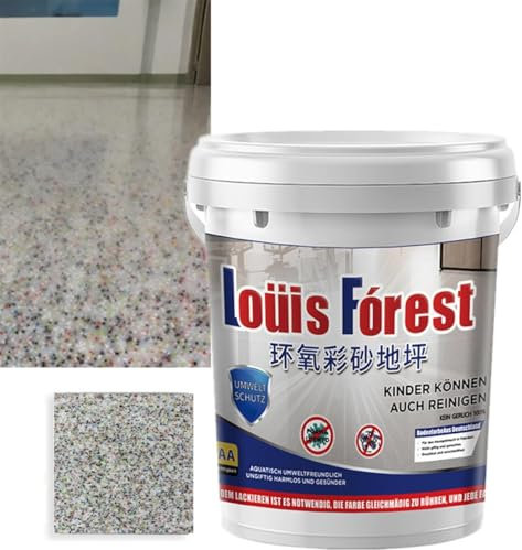 Peinture époxy colorée pour sol - Peinture époxy imperméable à l'eau - Effet marbre brillant - Sable coloré auto-nivelant - Peinture de garage - Écologique (colorée)