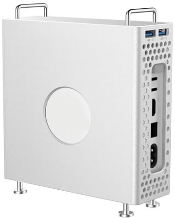 Metall-Gehäuse für Mac mini M4/M4 Pro 2024 Schutzhüllen, Aluminium-Vertikalständer Docking-Station für NVMe/SATAm.2 SSD Erweiterung Slot und Zwei USB3.2 /TF +SD Schnittstelle (Silber)