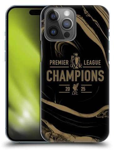 Head Case Designs Officially Licensed Liverpool Football Club Black Marble 2025 Premier League Champions Hard Back Case Compatible With Apple iPhone 14 Pro Max