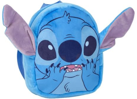 Disney Stitch Kinder-Rucksack mit 3D-Ohren, Kindergartentasche, Mehrere Fächer (Blau 3)