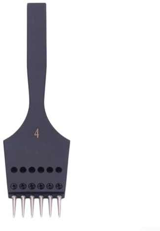 Burin à cuir avec pointes remplaçables Outil de perforation rond pour couture à la main d'articles en cuir et tissus d'ameublement (4 mm6 dents)