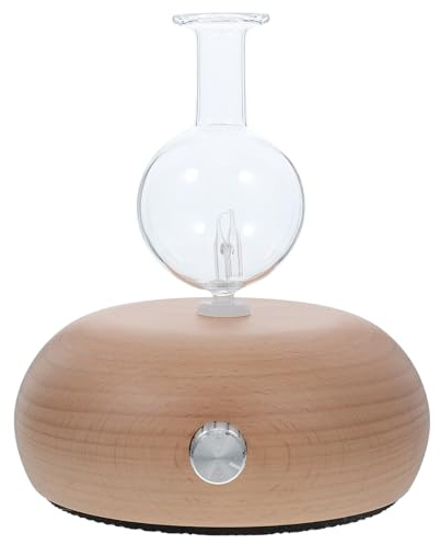 ELAYARD Diffuseur Huiles Essentielles Verre avec Base Bois Nébulisation sans Eau Silencieux et Diffuseur Ambiance pour Aromathérapie Maison et Bureau