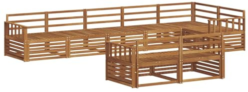 vidaXL Outdoor-Sofagarnitur 8 pcs Natur Massivholz Akazie, Modulares Outdoor-Sofa-Set, Robustes Garten-Lounger, Acacia-Möbel für Terrasse, Moderne Sitzgelegenheit
